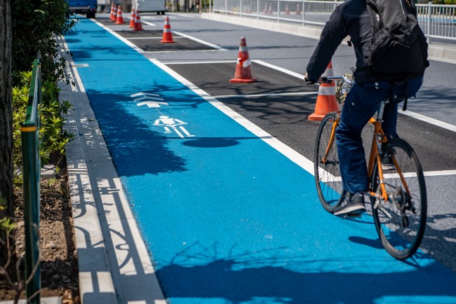 biking on sidewalk