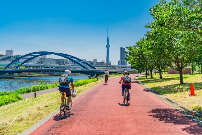 biking on sidewalk